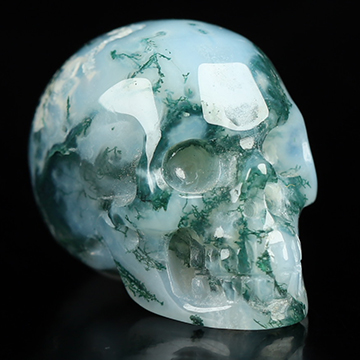 0.7" Green Moss Agate Hand Carved Crystal Skull, Realistic, Crystal Healing