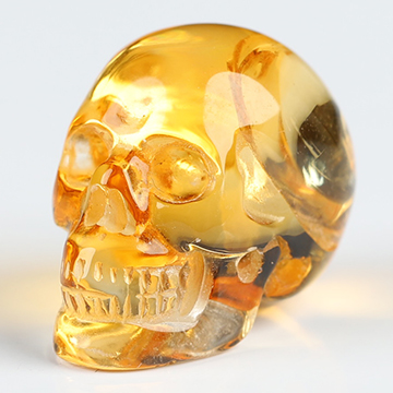 Gemstone 0.7" Citrine Hand Carved Crystal Skull, Realistic, Crystal Healing