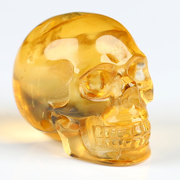 Gemstone 0.7" Citrine Hand Carved Crystal Skull, Realistic, Crystal Healing