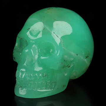 0.7" Chrysoprase Hand Carved Crystal Skull, Realistic, Crystal Healing