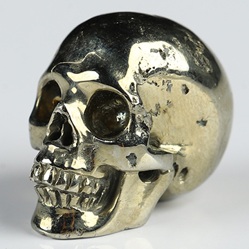 0.6" Pyrite Hand Carved Crystal Skull, Realistic, Crystal Healing