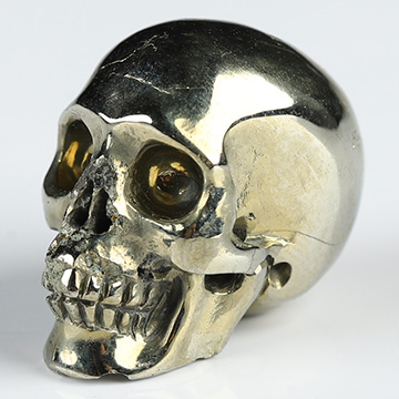 0.7" Pyrite Hand Carved Crystal Skull, Realistic, Crystal Healing