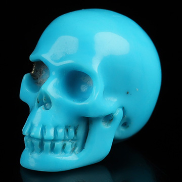 Gemstone 0.5" American Turquoise Hand Carved Crystal Skull, Realistic, Crystal Healing