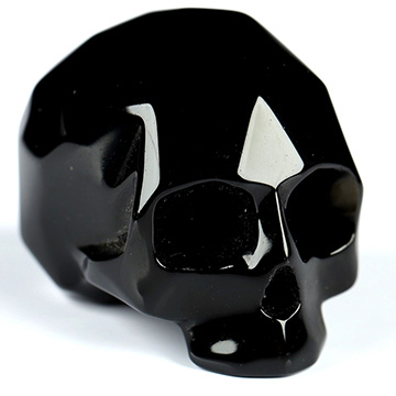 1.2" Faceted Black Obsidian Hand Carved Crystal Skull Sculpture, Crystal Healing