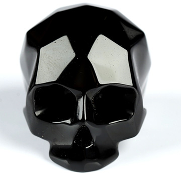 0.7" Faceted Black Obsidian Hand Carved Crystal Skull Sculpture, Crystal Healing
