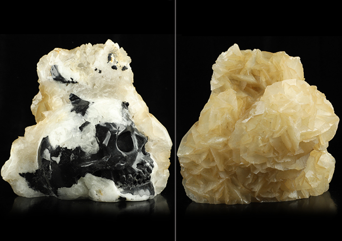 9.1" Calcite Hand Carved Crystal Skull Fine Art Sculpture, Crystal Healing
