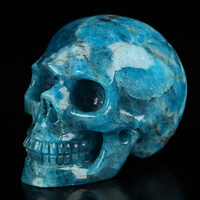 2.0" Blue Apatite Hand Carved Crystal Skull, Realistic, Crystal Healing