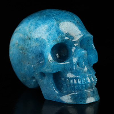 2.0" Blue Apatite Hand Carved Crystal Skull, Realistic, Crystal Healing
