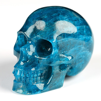 2.0" Blue Apatite Hand Carved Crystal Skull, Realistic, Crystal Healing