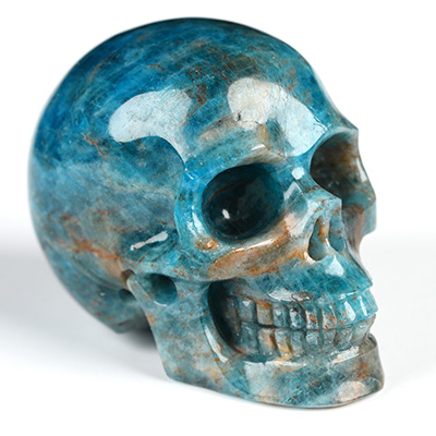 2.0" Blue Apatite Hand Carved Crystal Skull, Realistic, Crystal Healing