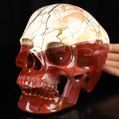 Lifesized 6.7" Mookaite Jasper Hand Carved Crystal Skull, Super Realistic, Crystal Healing