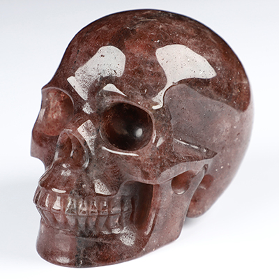 3.9" Strawberry Quartz Hand Carved Crystal Skull, Realistic, Crystal Healing
