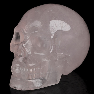 2.0" Rose Quartz Hand Carved Crystal Skull, Realistic, Crystal Healing