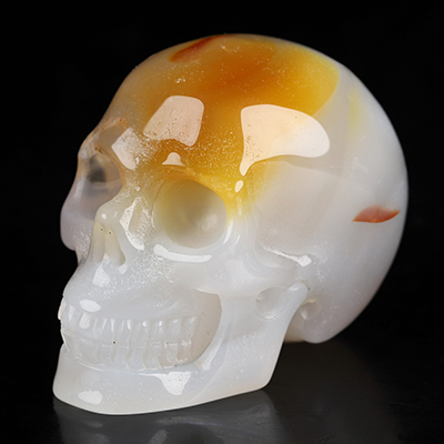 2.0" Agate Hand Carved Crystal Skull, Realistic, Crystal Healing