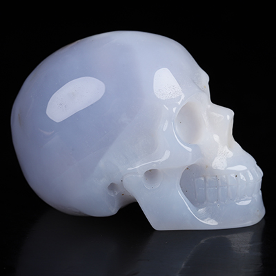 2.0" Blue Chalcedony Hand Carved Crystal Skull, Realistic, Crystal Healing