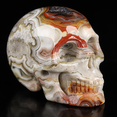 Gemstone 2.0" Red Crazy Lace Agate Hand Carved Crystal Skull, Realistic, Crystal Healing