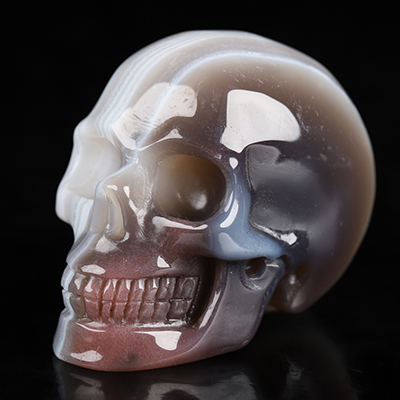 Gemstone 2.0" Mozambique Agate Hand Carved Crystal Skull, Realistic, Crystal Healing