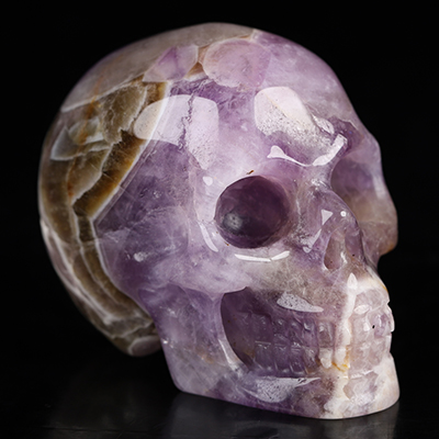 2.0" Dream Chevron Amethyst Hand Carved Crystal Skull, Realistic, Crystal Healing