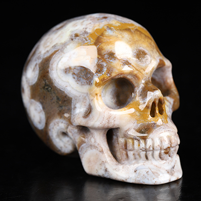2.0" Ocean Jasper Hand Carved Crystal Skull, Realistic, Crystal Healing