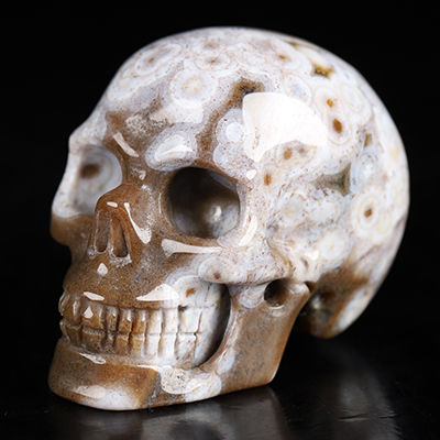 2.0" Ocean Jasper Hand Carved Crystal Skull, Realistic, Crystal Healing
