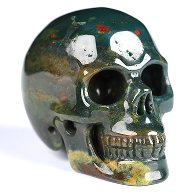 2.0" Bloodstone Hand Carved Crystal Skull, Realistic, Crystal Healing