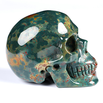 2.0" Bloodstone Hand Carved Crystal Skull, Realistic, Crystal Healing
