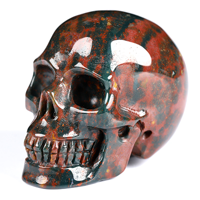 2.0" Bloodstone Hand Carved Crystal Skull, Realistic, Crystal Healing