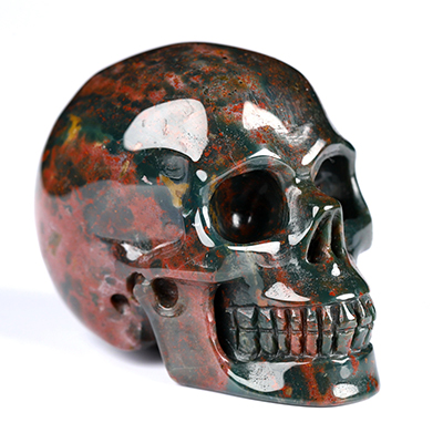 2.0" Bloodstone Hand Carved Crystal Skull, Realistic, Crystal Healing