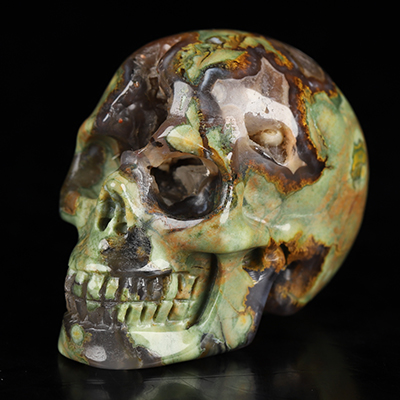 2.0" Rainforest Jasper Hand Carved Crystal Skull, Realistic, Crystal Healing