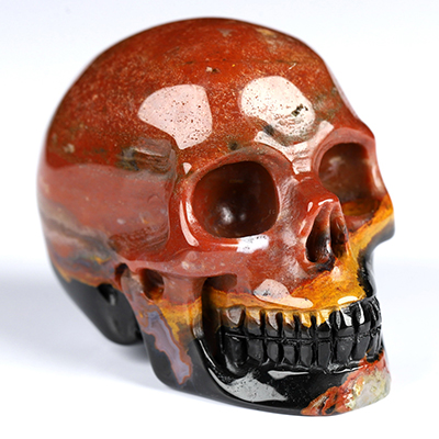 2.0" Black Zebra Agate Hand Carved Crystal Skull, Realistic, Crystal Healing