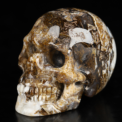 2.0" Tree Leaves Agate Hand Carved Crystal Skull, Realistic, Crystal Healing
