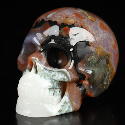 2.0" Black Zebra Agate Hand Carved Crystal Skull, Realistic, Crystal Healing