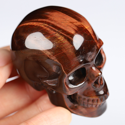 2.0" Red Tiger's Eye Hand Carved Crystal Skull, Realistic, Crystal Healing