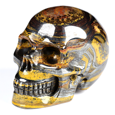 2.0" Colorful Tiger Iron Eye Hand Carved Crystal Skull, Realistic, Crystal Healing