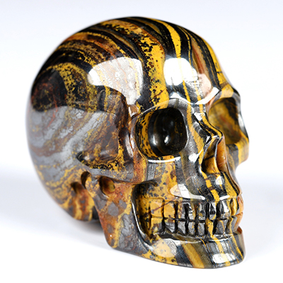 2.0" Colorful Tiger Iron Eye Hand Carved Crystal Skull, Realistic, Crystal Healing