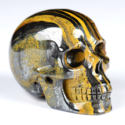 2.0" Colorful Tiger Iron Eye Hand Carved Crystal Skull, Realistic, Crystal Healing