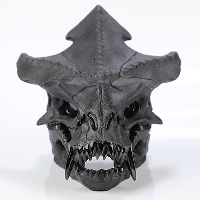 4.5" Frosted Black Obsidian Hand Carved Crystal Pterodactyl Skull Sculpture, Crystal Healing