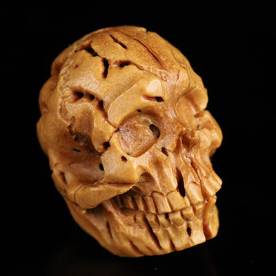 0.8" Peach Pit Hand Carved Crystal Skull, Realistic, Crystal Healing