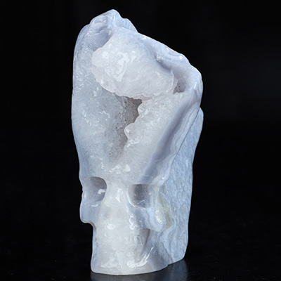 Gemstone 4.1" Blue Lace Agate Hand Carved Crystal Skull Fine Art Sculpture, Crystal Healing