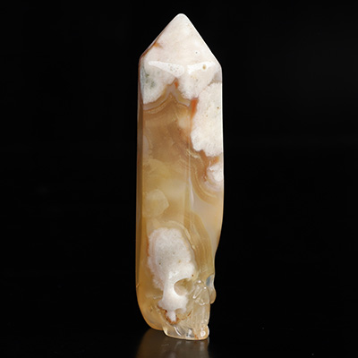 Gemstone 3.1" Sakura Agate Hand Carved Crystal Skull Point, Crystal Healing
