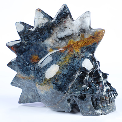 5.1" Pietersite Hand Carved Punk Crystal Skull Sculpture, Crystal Healing