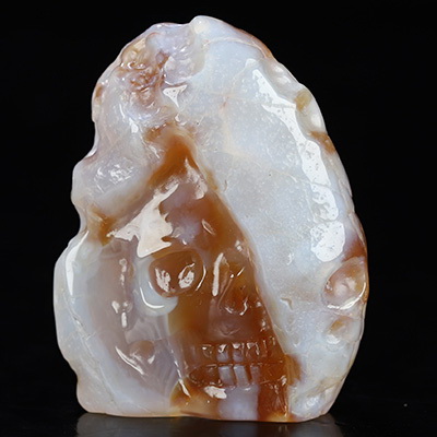 1.8" Agate Hand Carved Crystal Skull Fine Art Sculpture, Crystal Healing