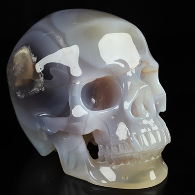 Super Realistic! Lifesized 5.9" Agate Hand Carved Crystal Skull, Crystal Healing