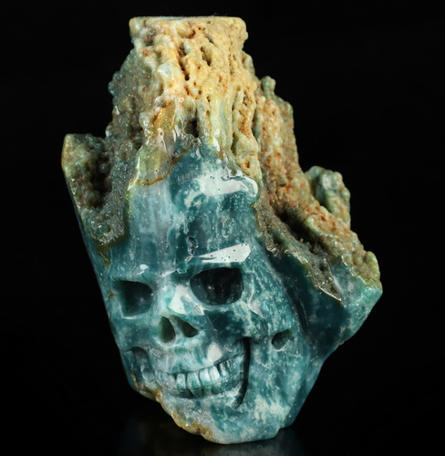 5.3" Green Grape Agate Hand Carved Crystal Skull Fine Art Sculpture, Crystal Healing
