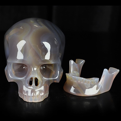 6.1" Agate Geode Hand Carved Detachable Crystal Skull Sculpture, Crystal Healing