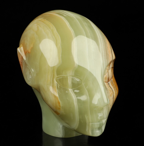 4.1" Afghanistan Jade Hand Carved Fairy Elf Alien Crystal Skull Companion Sculpture, Crystal Healing