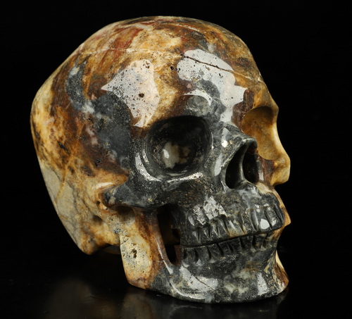 5.1" Sphalerite Hand Carved Crystal Skull, Super Realistic, Crystal Healing