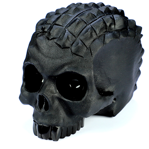 5.0" Frosted Black Obsidian Hand Carved Crystal Skull Fine Art Sculpture, Crystal Healing