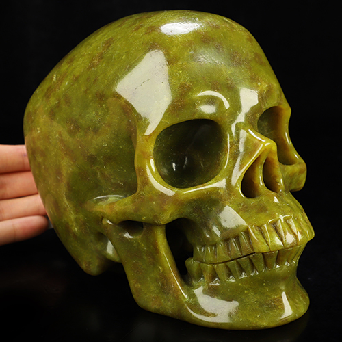 Super Realistic! Lifesized 6.9" Lemon Stone Hand Carved Crystal Skull, Crystal Healing