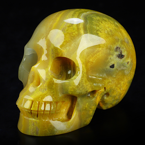 Gemstone 3.0" Bumble Bee Jasper Hand Carved Crystal Skull, Realistic, Crystal Healing